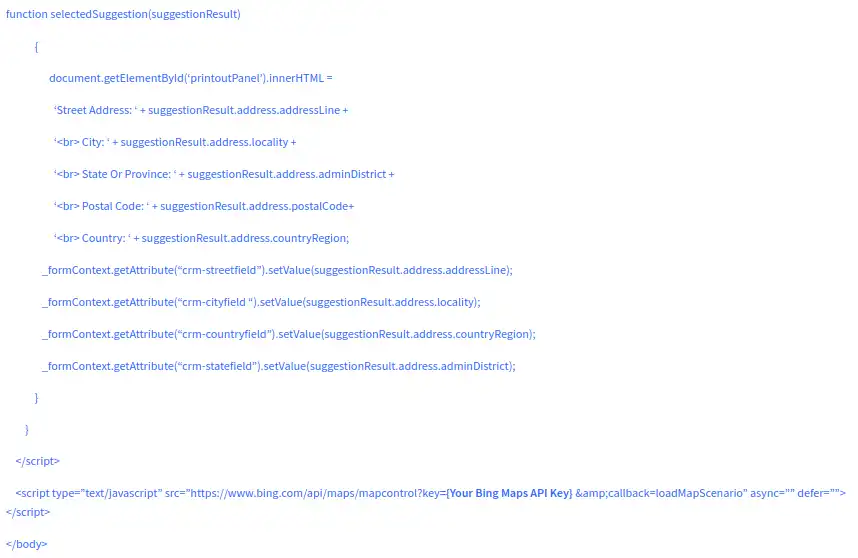 Handling address data from Bing Maps suggestions in Dynamics 365 CRM