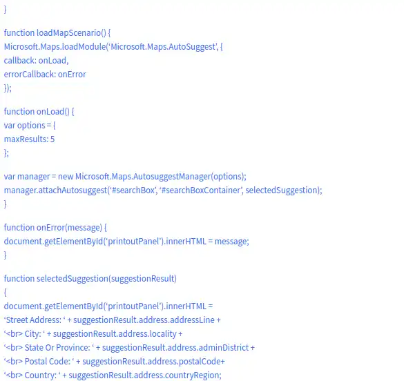 JavaScript to load Bing Maps Autosuggest module