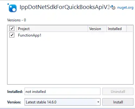 QuickBooks SDK install prompt in Visual Studio