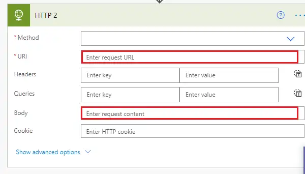 HTTP request to Azure Function in Power Automate