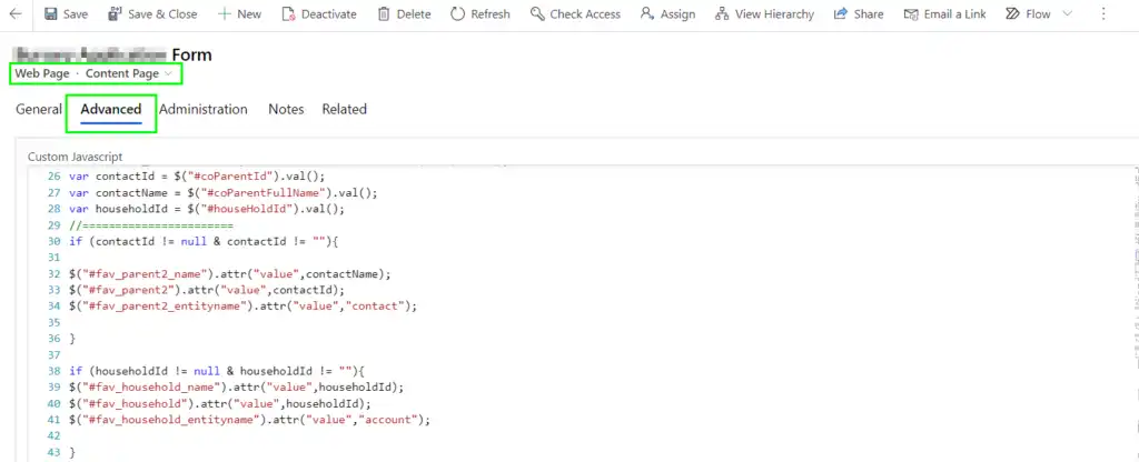 Custom JavaScript for Power Apps Portal lookup field logic