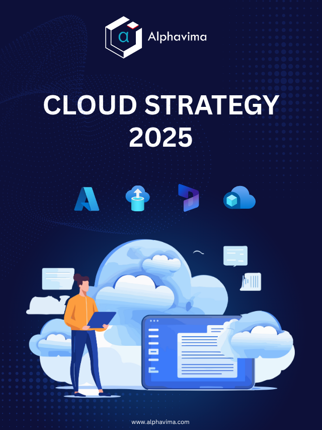 Illustration of a person using cloud tools with Microsoft Azure, Power Platform, and Dynamics 365 icons