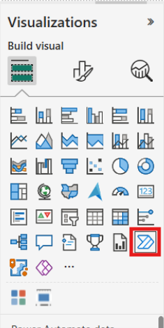 Power Automate visual icon selected in Power BI visualizations pane