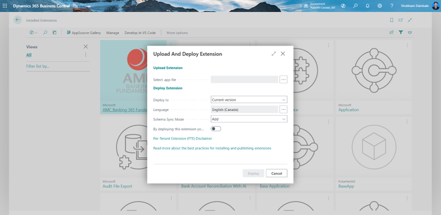 Upload and deploy AL extension package in Business Central