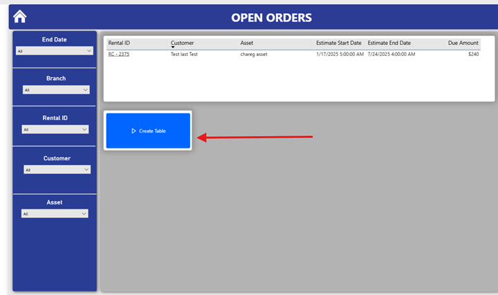 Power BI export button with arrow annotation